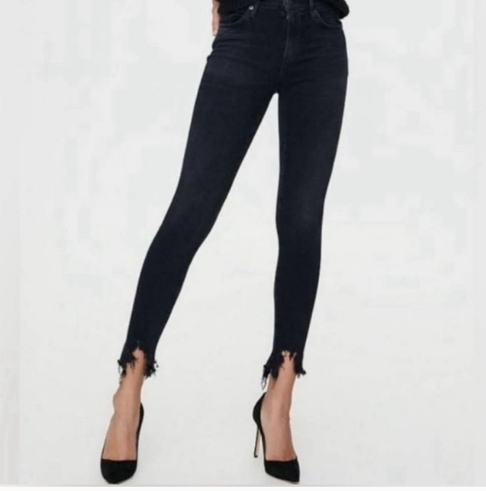 AGOLDE Sophie High Rise Black Distressed  Crop Jeans Size 26